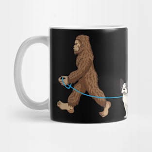 Bigfoot Dog Walk Boston Terrier - Sasquatch Dog Lovers Mug